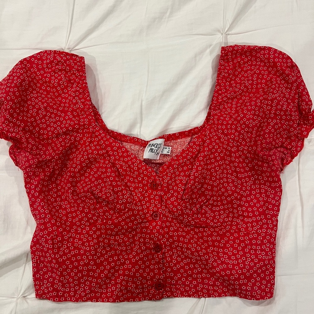 Princess Polly Red Floral Top